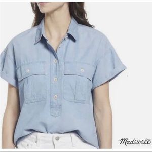 MADEWELL // Women's Short Sleeve Denim Flap Pocket Shirt